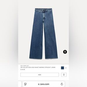 Zara ZW COLLECTION HIGH WAIST MARINE STRAIGHT JEANS